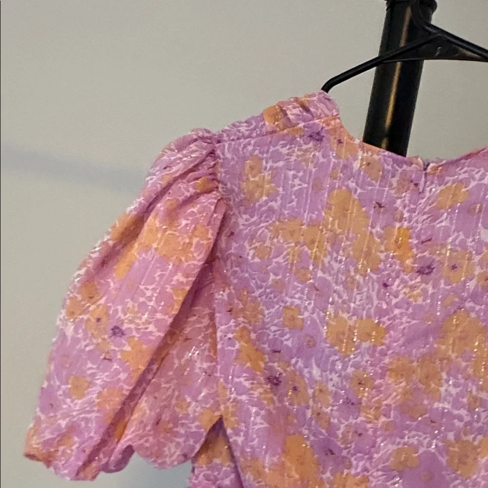 Nasty Gal Floral Puff Sleeve v neck Romper size 6 new with tag - Picture 10 of 12